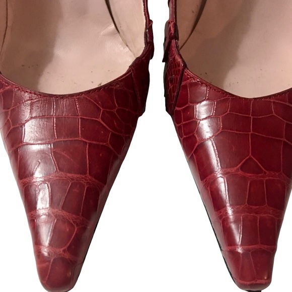 Crocodile Pumps by Laurence Decade Red Made in Italy Size 6.5 - Picture 4 of 8